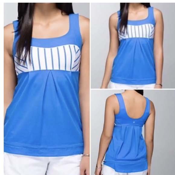 Lululemon Blue and White Elevate Tank Womens Size 6 - Picture 2 of 10